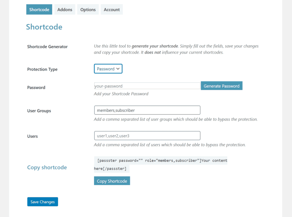 User role and user settings in Passster