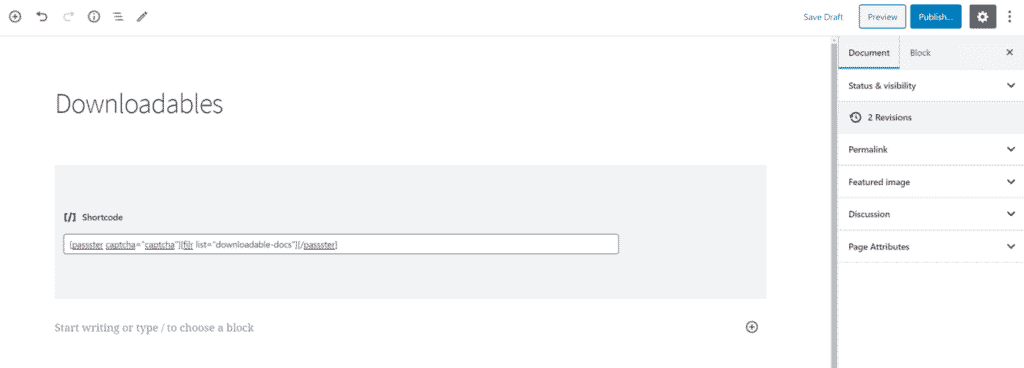 Filr and Passster shortcode for CAPTCHA protection