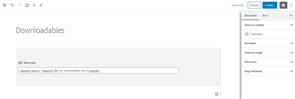 Filr and Passster shortcode for reCAPTCHA protection