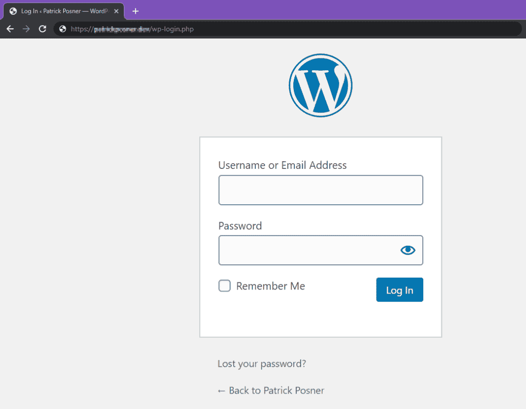 WordPress login page