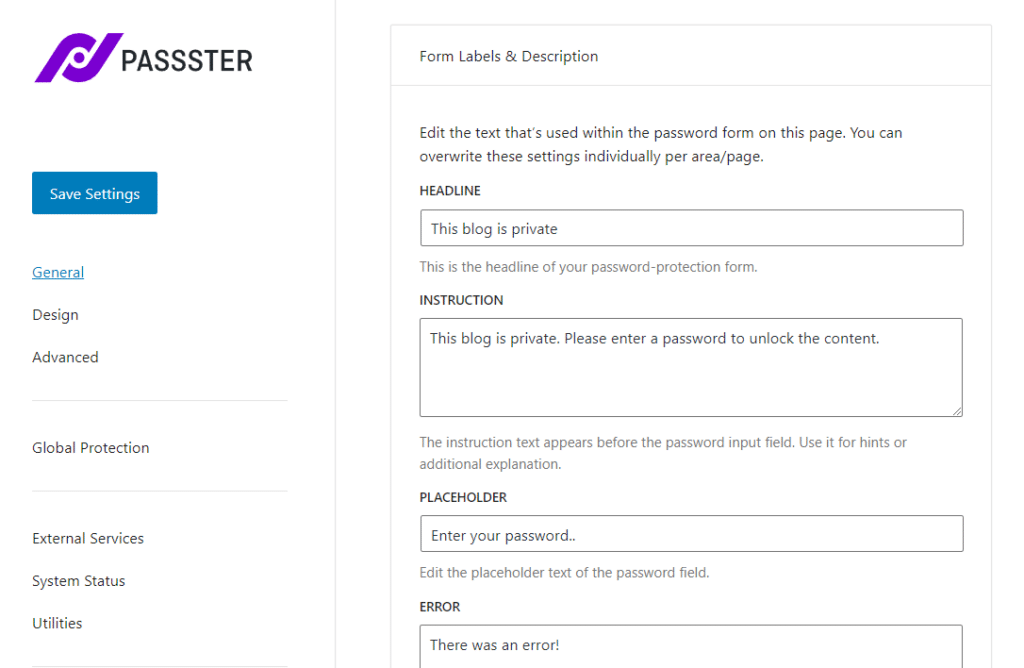 passster form content